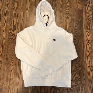 White Reverse Weave Champion Hoodie.